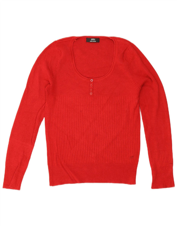 Marks & Spencer Damski sweter z dekoltem w łódkę, UK 12, średni czerwony wiskoza