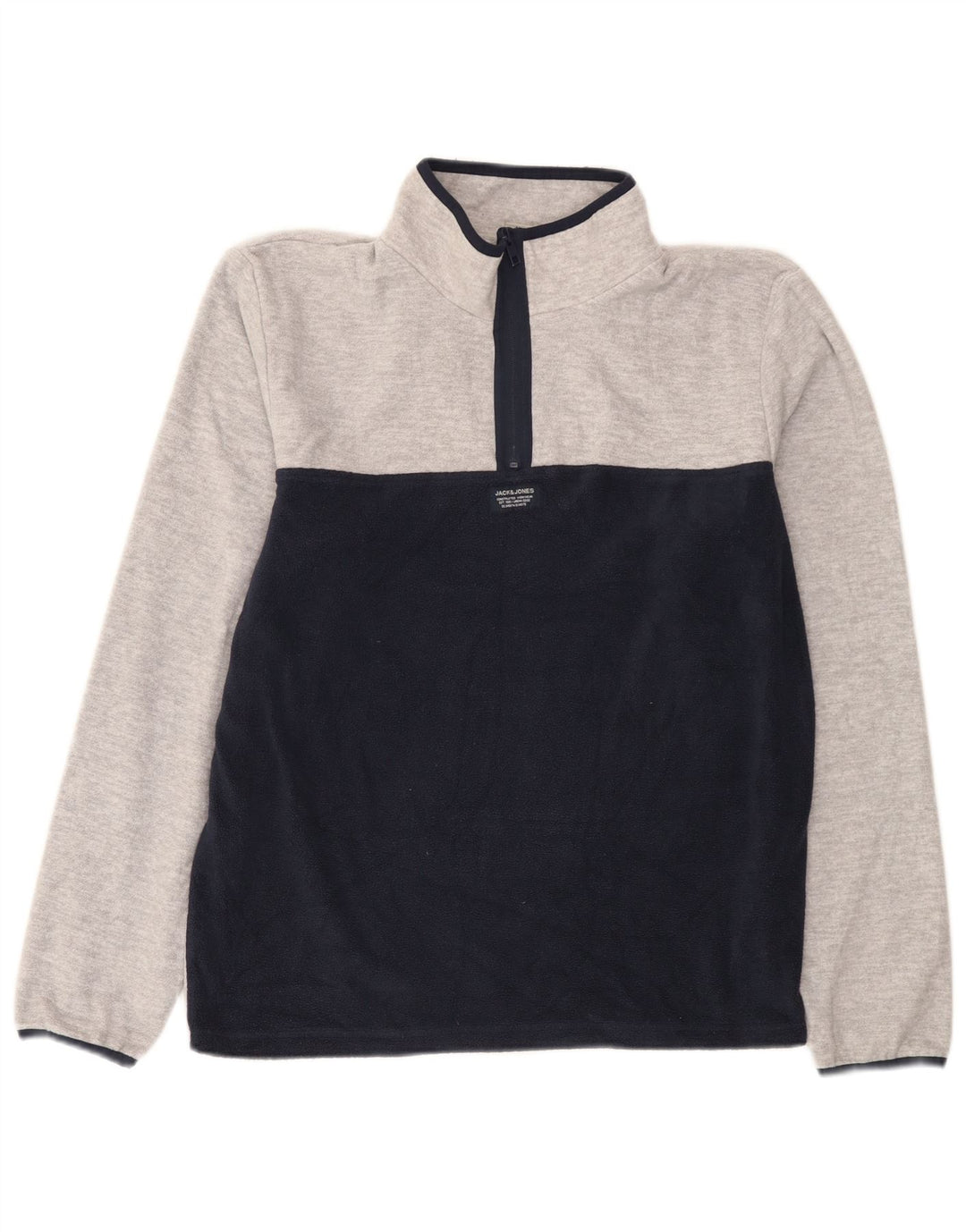 Męski sweter polarowy Jack & Jones z zamkiem błyskawicznym, poliester w kolorze średnioszarym