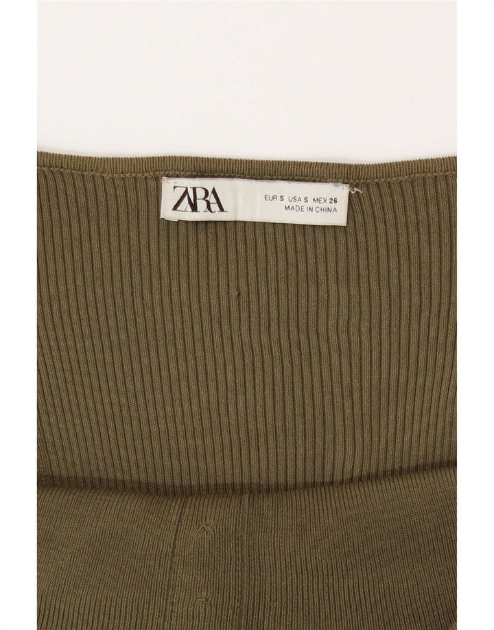 Damski krótki top z długim rękawem Zara UK 8 Small Green
