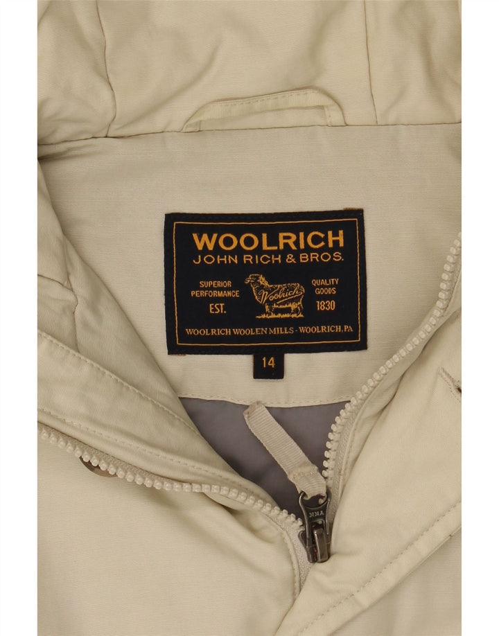 WOOLRICH Womens Hooded Windbreaker Jacket UK 14 Large  Beige Vintage Woolrich and Second-Hand Woolrich from Messina Hembry 