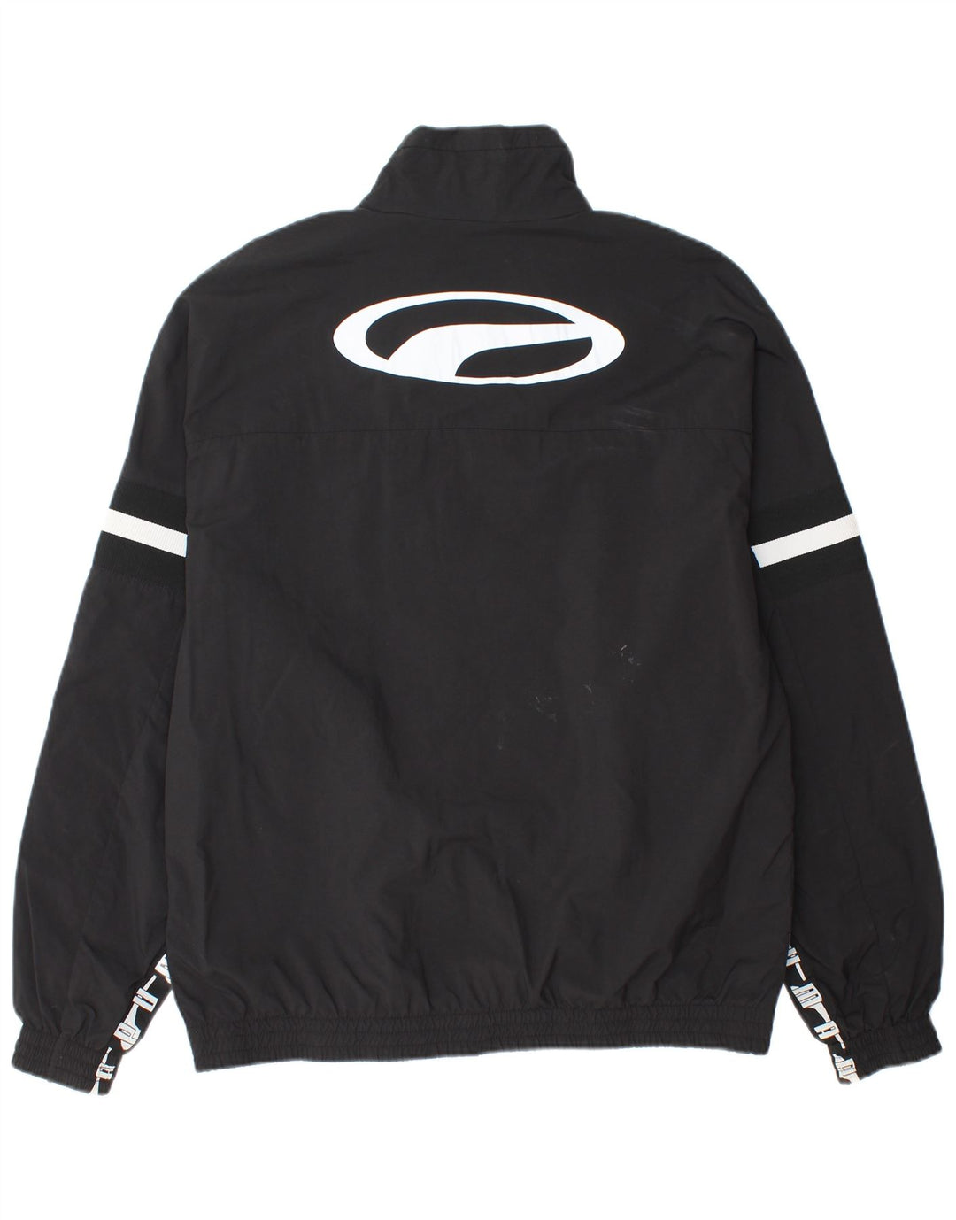 Męska kurtka przeciwdeszczowa PUMA z grafiką UK 40, duża, czarna, poliamidowa