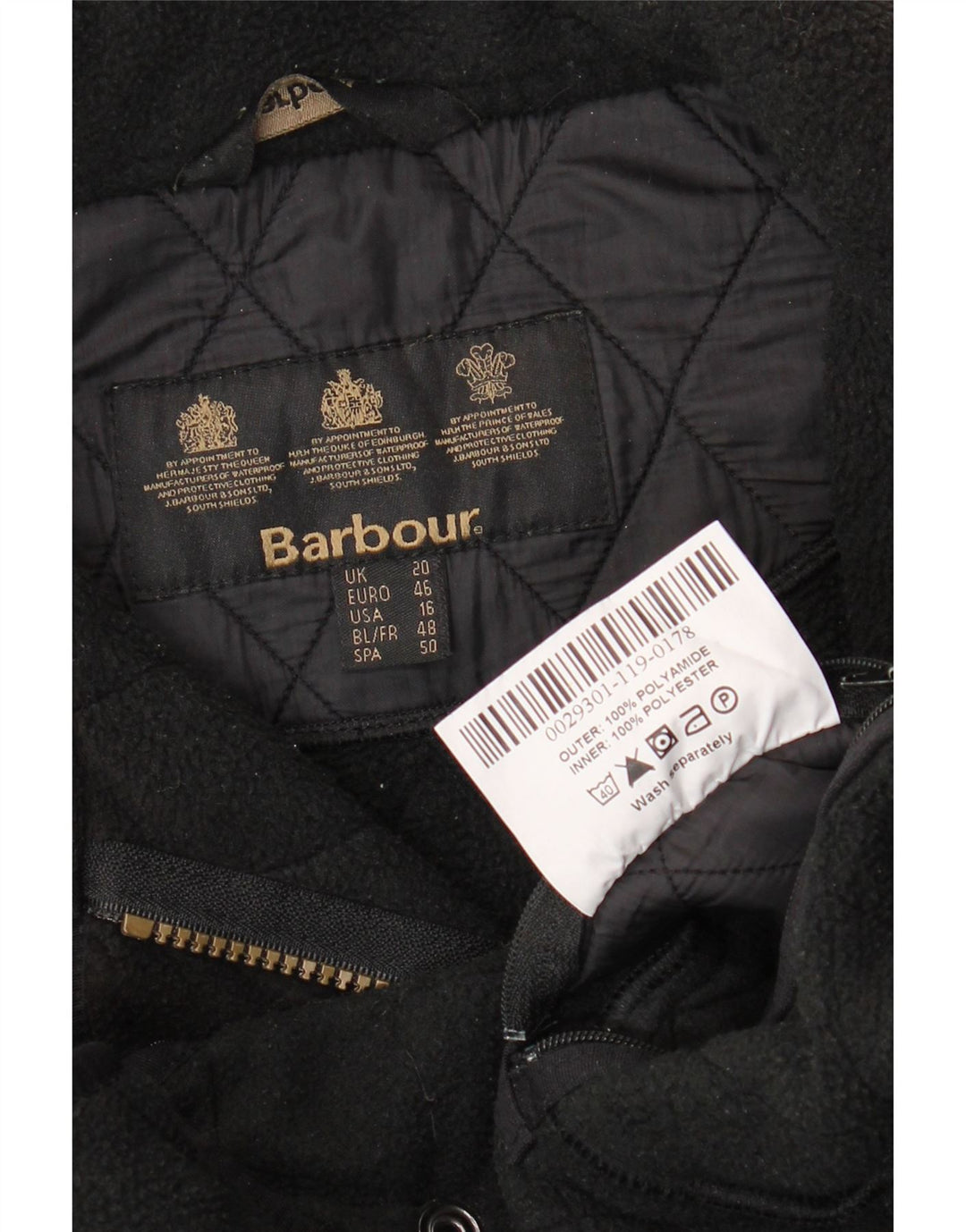 Damska pikowana kurtka BARBOUR UK 20 2XL Czarny poliamid