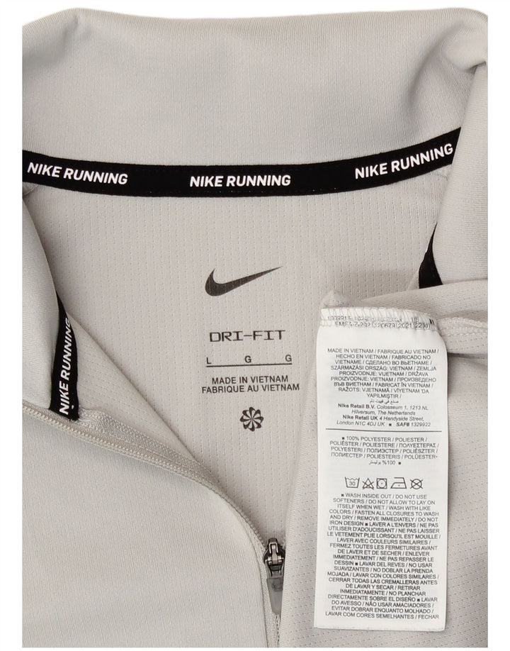 Damska koszulka Nike Dri Fit z zamkiem błyskawicznym i długim rękawem, UK 16, duży, szary poliester