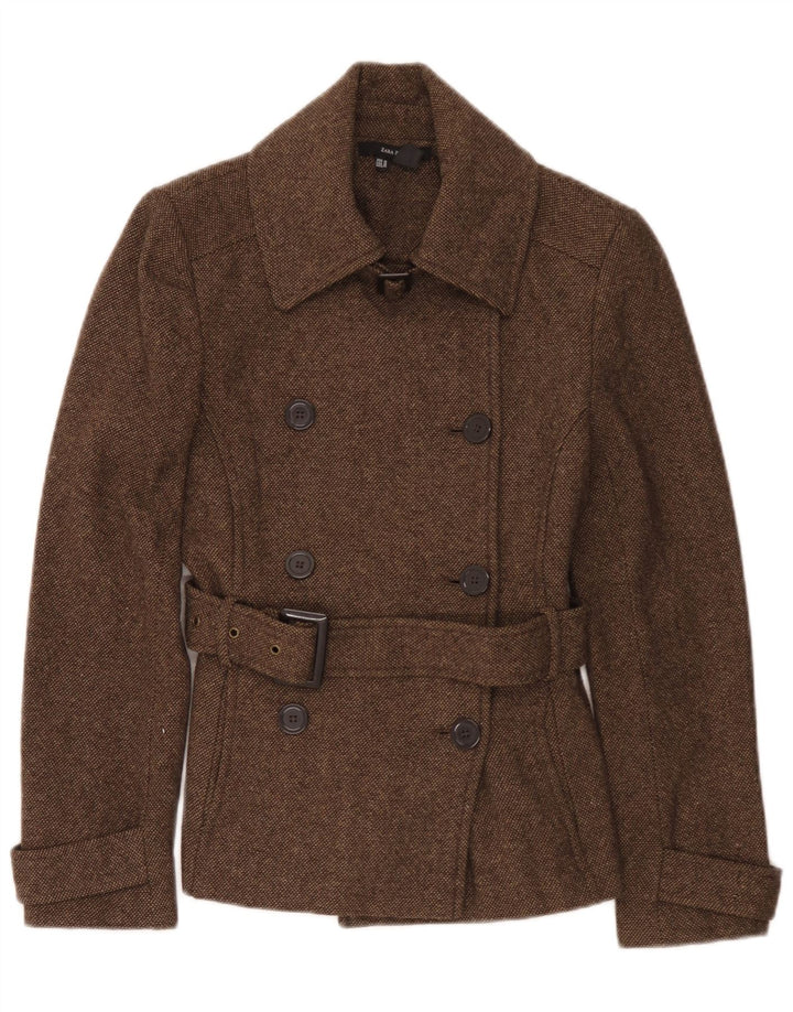 Płaszcz damski Zara Pea Coat UK 12, średni brązowy poliester