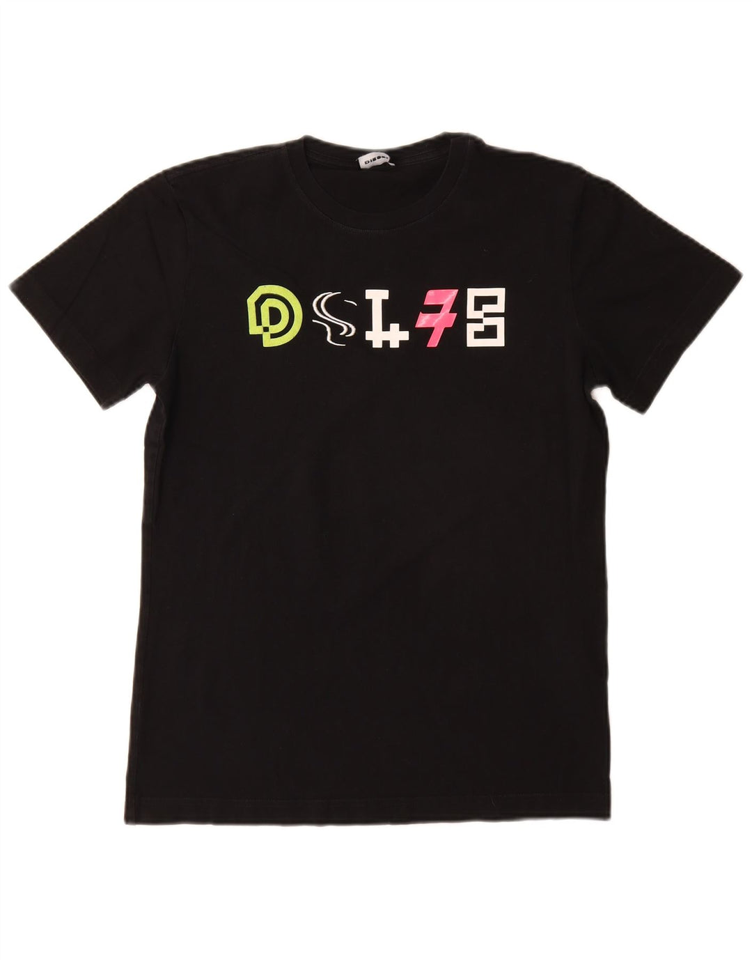 Damska koszulka z grafiką Diesel Top UK 10, mała, czarna bawełna