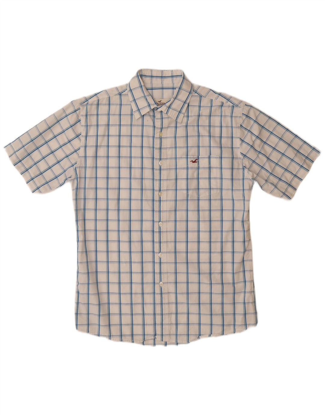 HOLLISTER Chłopięca koszula z krótkim rękawem 15-16 lat 2XL w białą kratkę