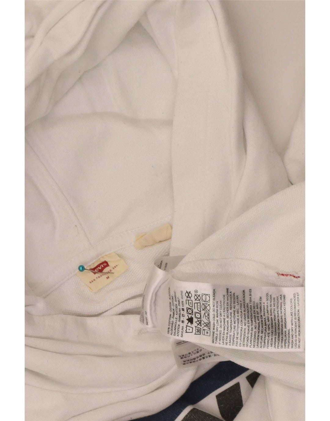 Damski sweter Levi's z grafiką, oversize, UK 14, średni, biały, bawełniany