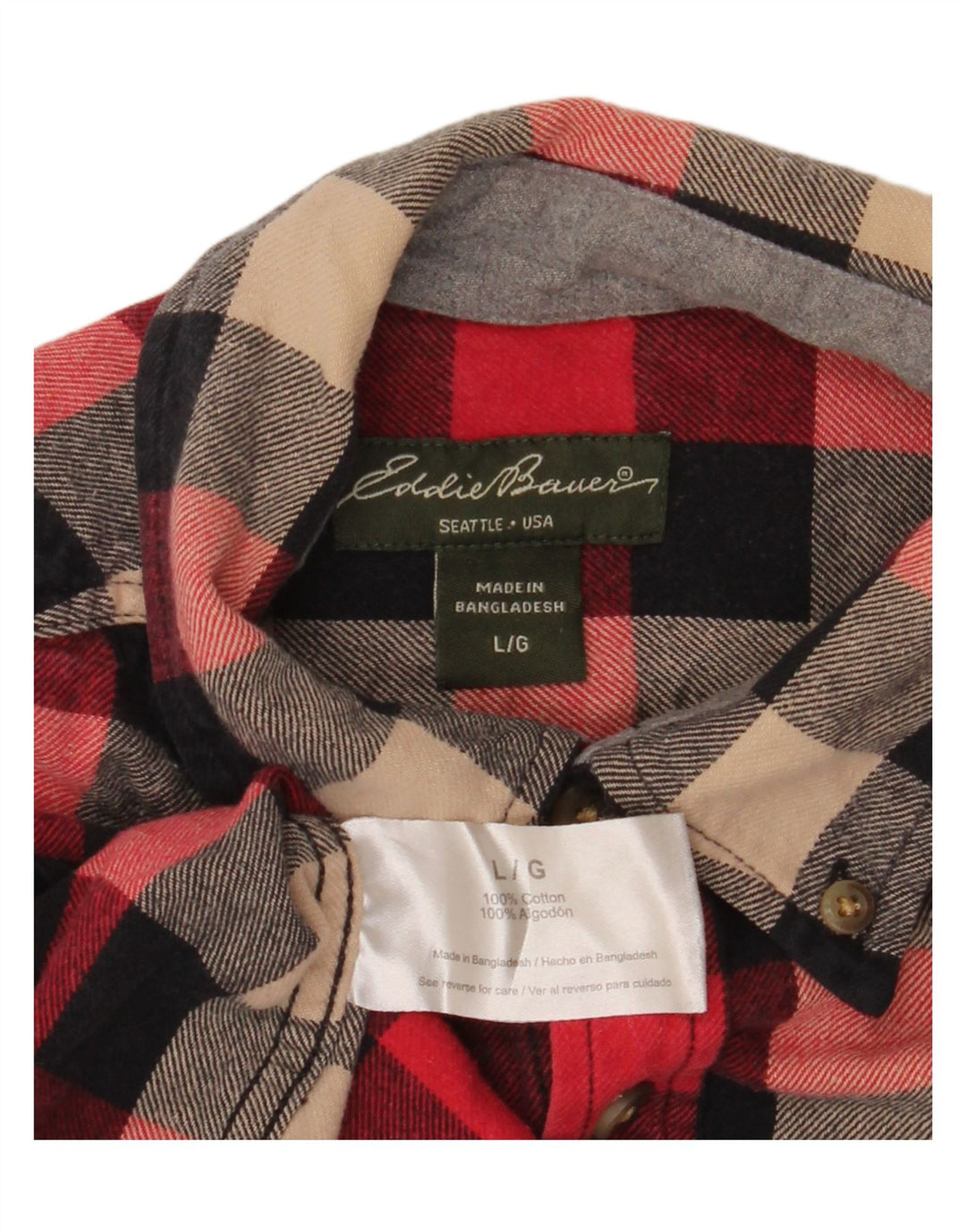 EDDIE BAUER Męska koszula flanelowa, duża, bawełniana w czerwoną kratę