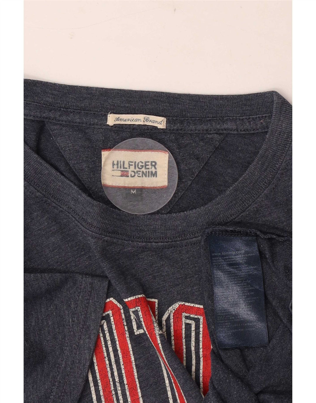 Męska koszulka z grafiką Tommy Hilfiger Top, średnia, granatowa bawełna