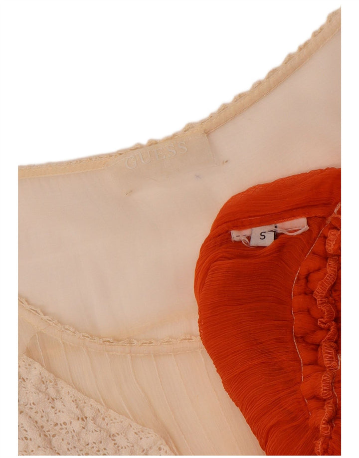 Damska prześwitująca bluzka GUESS Top UK 10 w małych czerwonych blokach kolorów