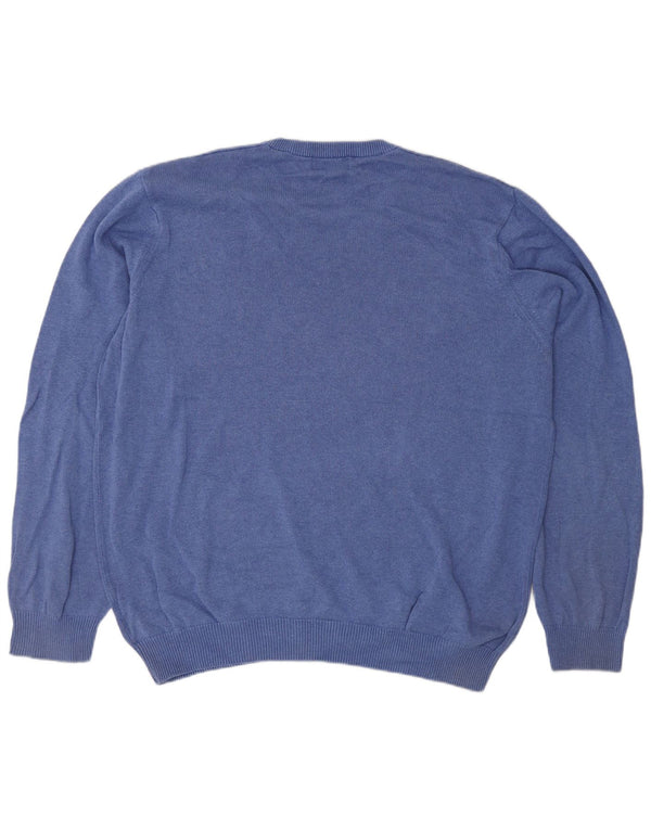 Marks & Spencer Męski sweter z dekoltem w kształcie litery V, XL, niebieski, bawełniany