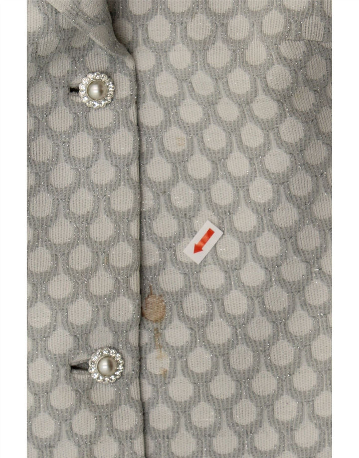 VINTAGE Womens Double Breasted Blazer Jacket UK 14 Medium Grey Spotted Vintage Vintage and Second-Hand Vintage from Messina Hembry 