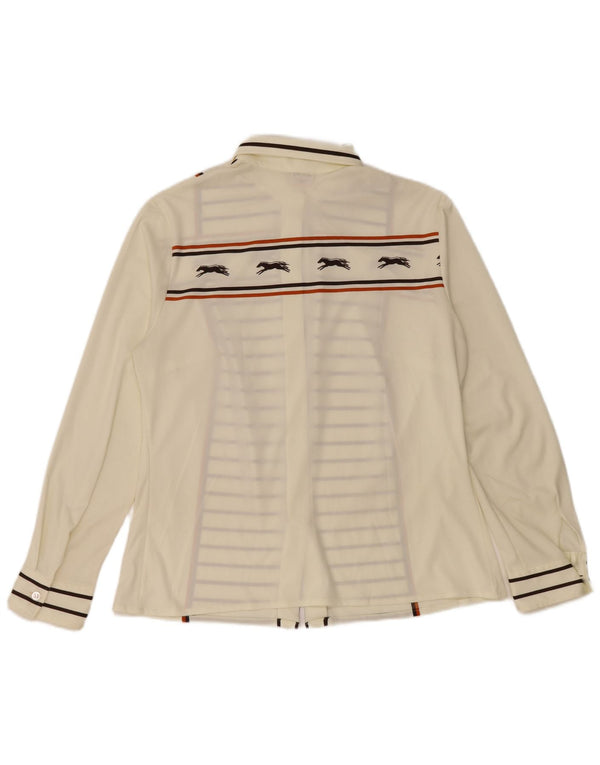 Damska bluzka koszulowa HAMMERLE UK 14 z poliestru w duże złamane białe paski