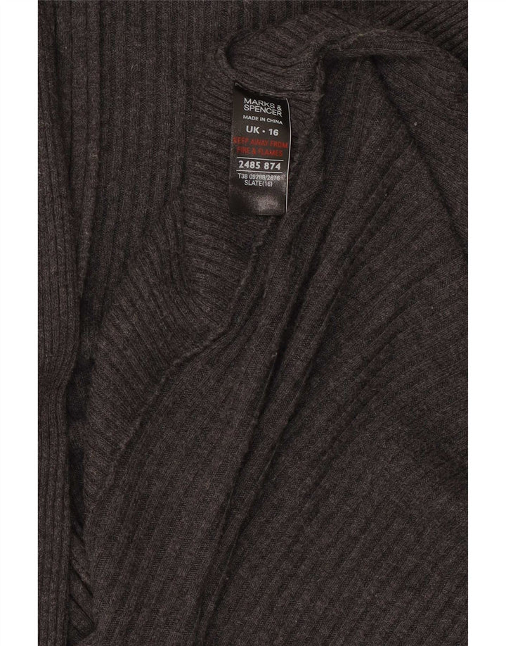 Marks & Spencer Damski długi sweter rozpinany UK 16, duży, szary