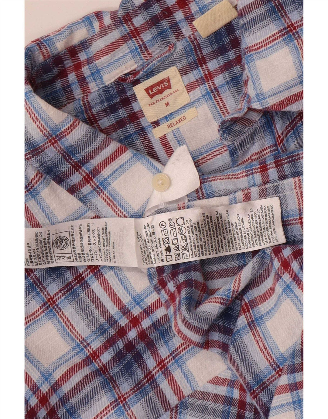 Męska koszula flanelowa Levi's w średnią niebieską kratkę, bawełniana