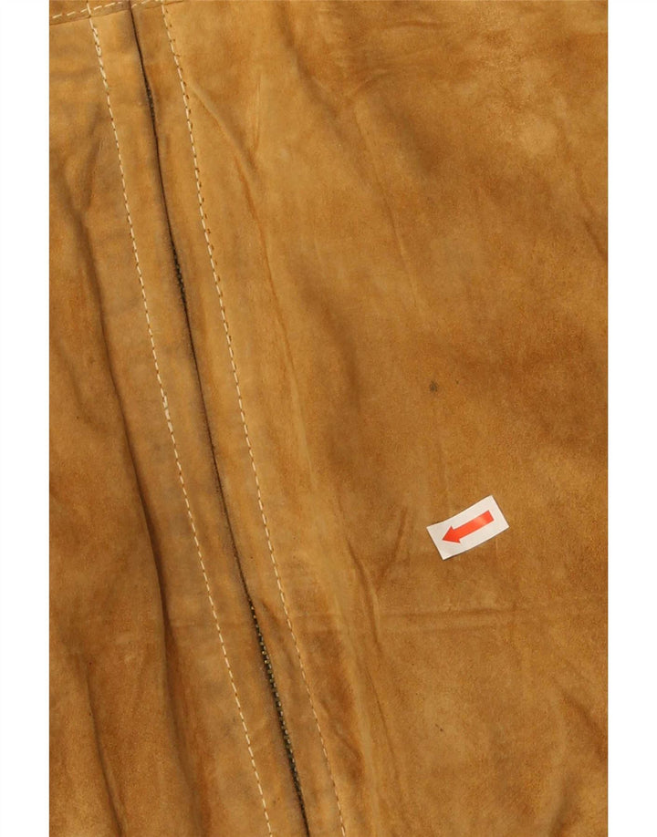 Męska zamszowa kurtka bomber w stylu vintage IT 50, duża, beżowa