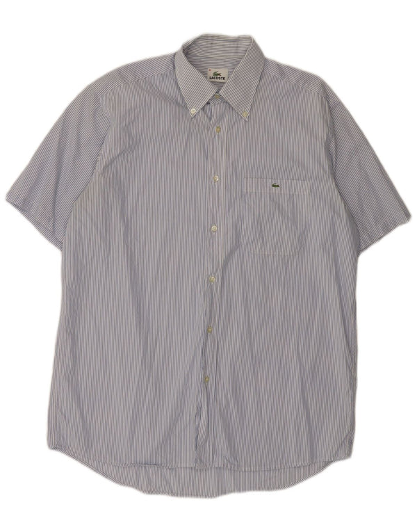Koszula męska z krótkim rękawem LACOSTE, rozmiar 42, duża, bawełniana w niebieskie paski
