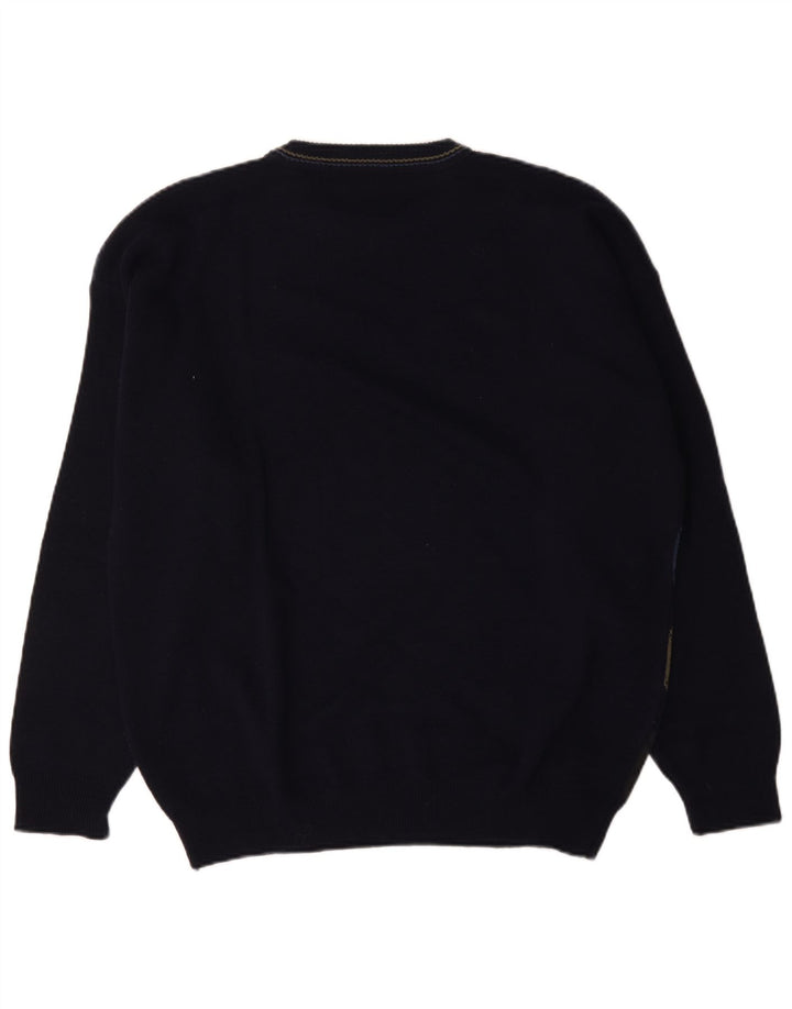 Sweter męski z okrągłym dekoltem w stylu vintage IT 52/54, duży granatowy