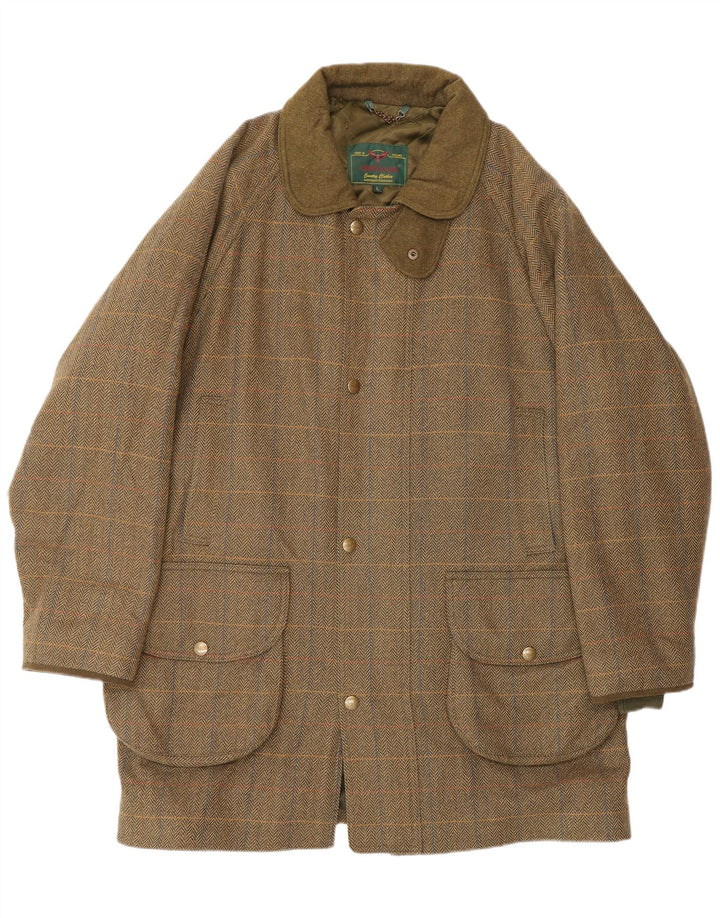 Męska kurtka użytkowa CHRYSALIS UK 40, duża, wełniana w jodełkę khaki, klasyczna