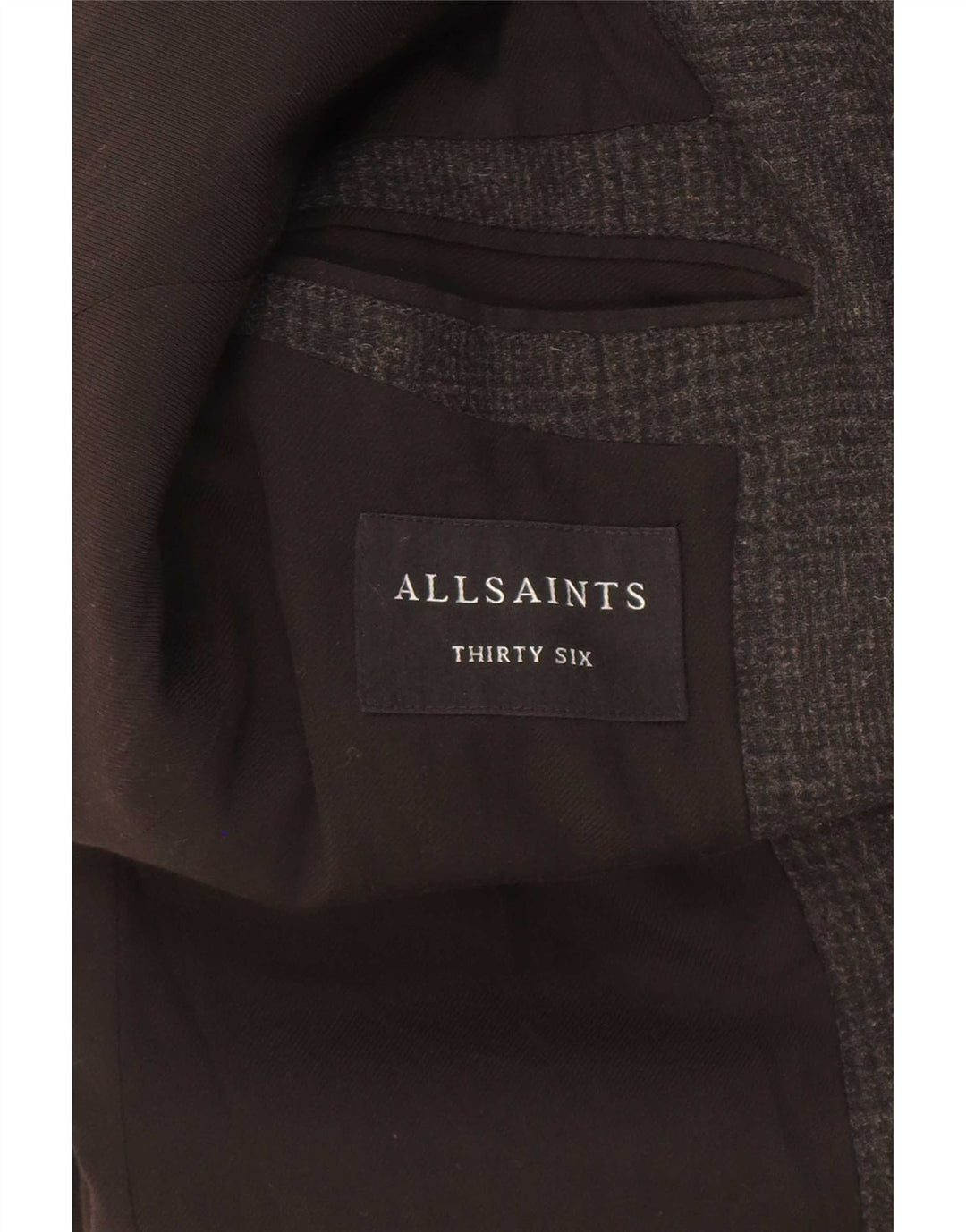 Płaszcz męski All Saints UK 36, mały, czarny, wełniany w pepitkę