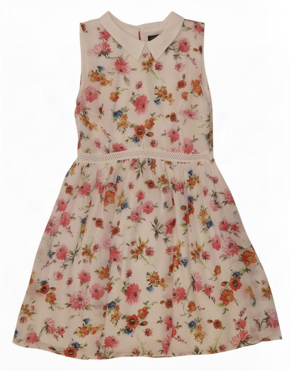 Zara Womens Trafaluc Sleeveless A-Line Dress UK 12 Medium White Floral
