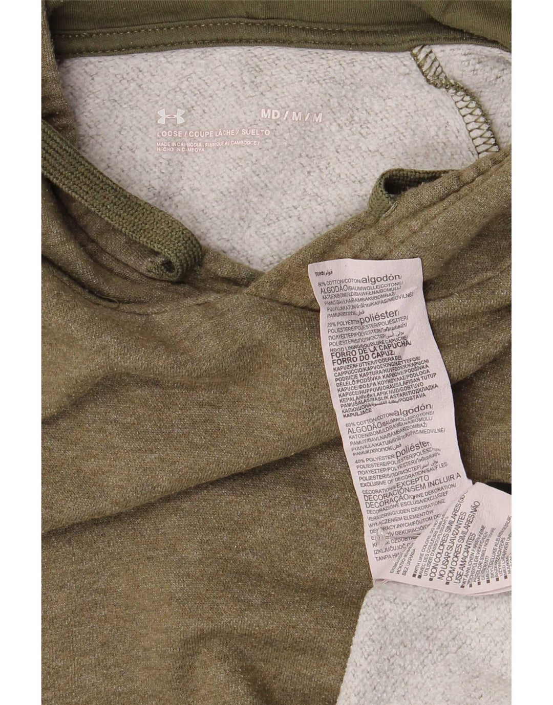 Męski sweter z kapturem Under Armour, bawełna w kolorze khaki