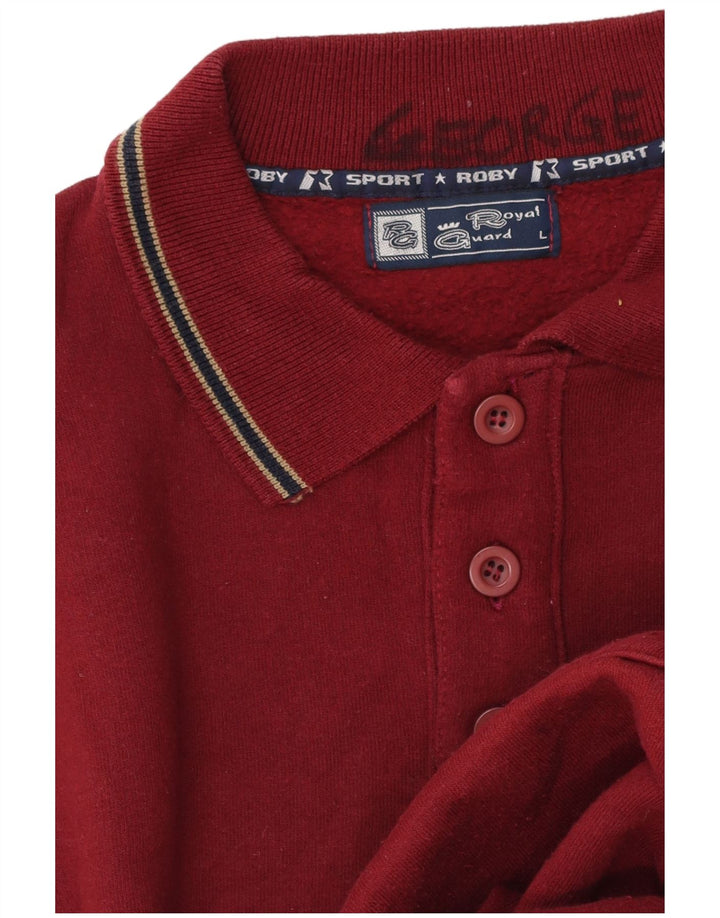 Męska bluza Roby Polo z dekoltem w serek, duża, bordowa