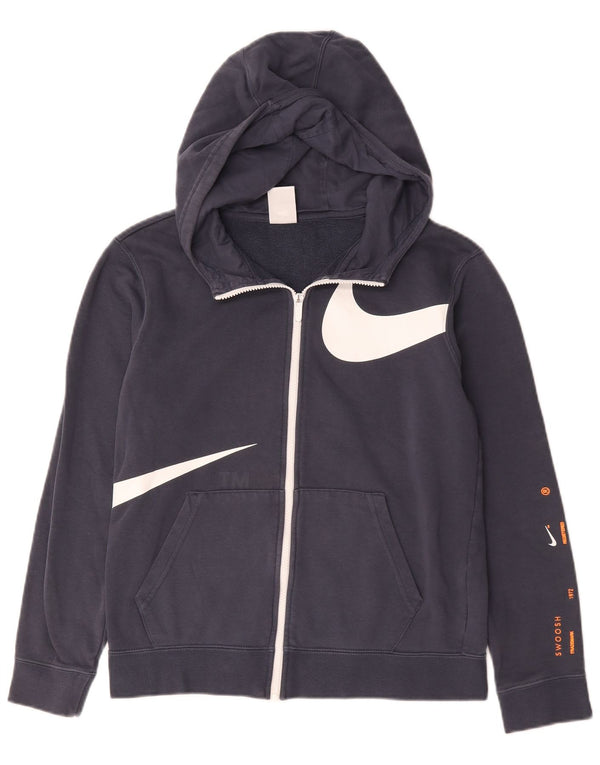 Chłopięcy sweter z kapturem i logo Nike Swoosh z zamkiem błyskawicznym, 13-14 lat XL, granatowy, bawełniany