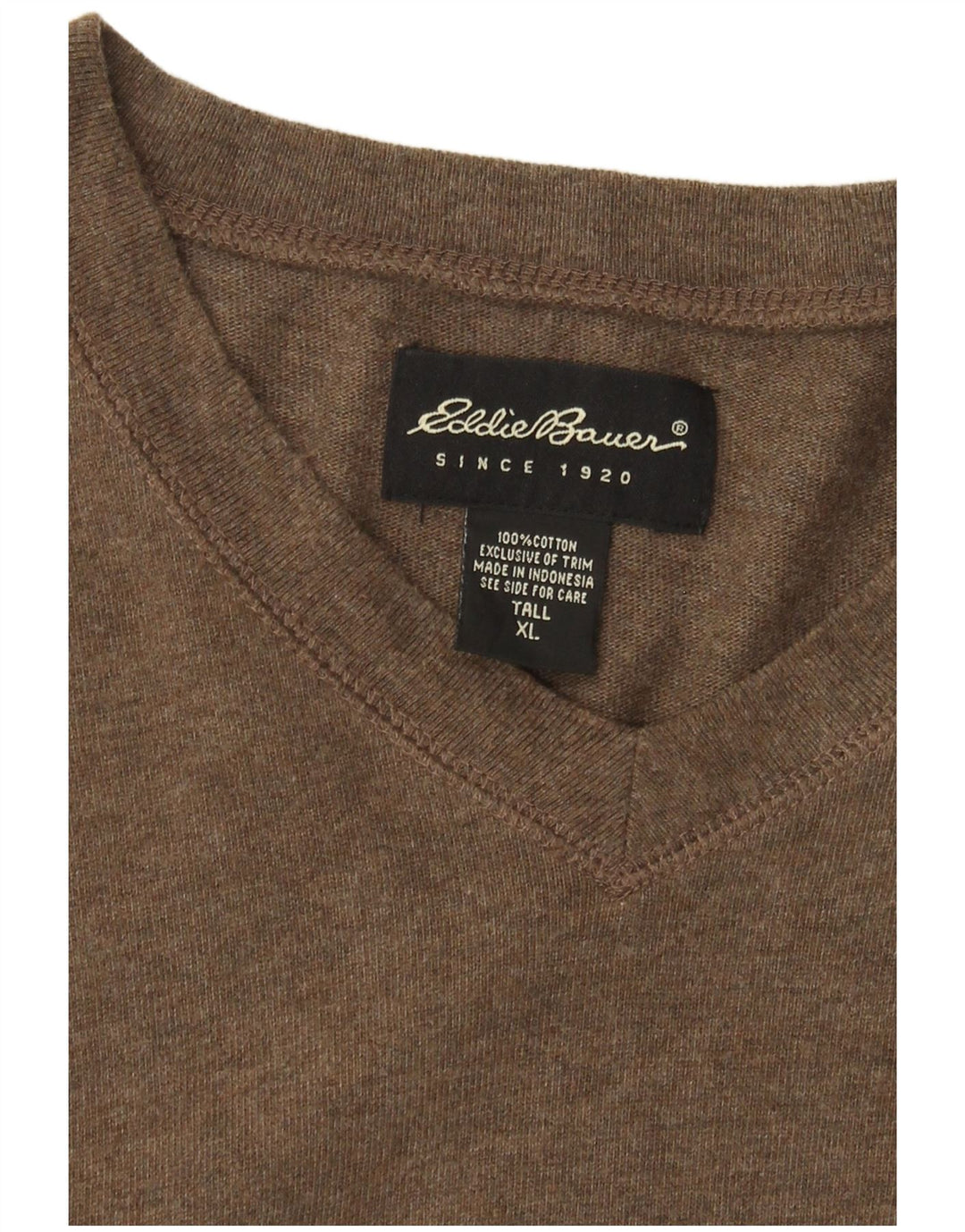 EDDIE BAUER Męski wysoki top z długim rękawem, XL, brązowy, bawełniany w bloki kolorów