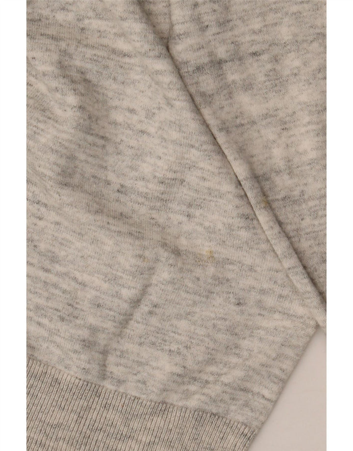 Marks & Spencer Męski sweter polo z dekoltem w serek, duży, szary, bawełniany w plamki