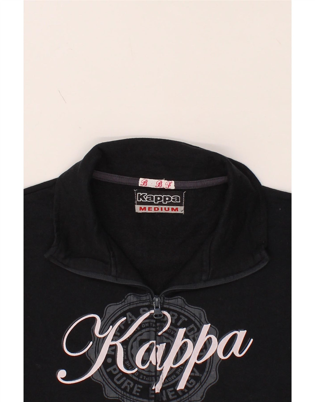 KAPPA Womens Graphic Tracksuit Top Jacket UK 14 Medium Navy Blue Cotton Vintage Kappa and Second-Hand Kappa from Messina Hembry 