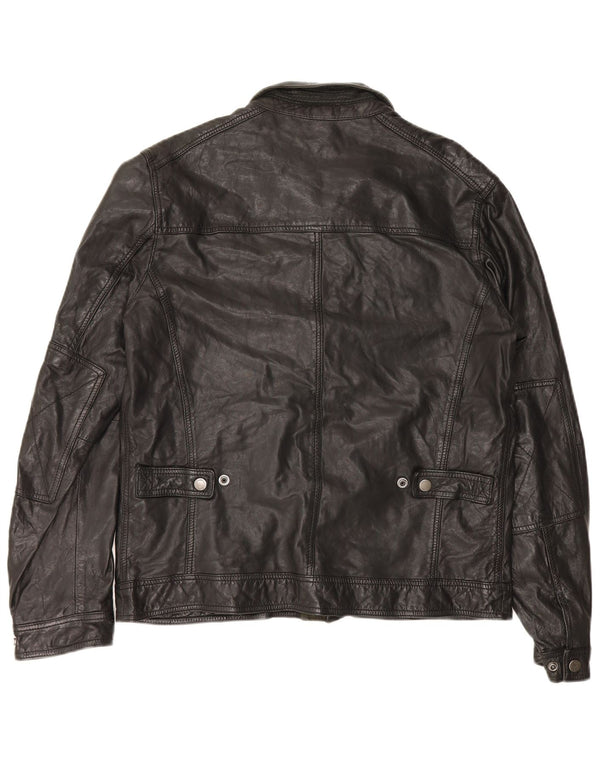 Męska kurtka skórzana Massimo Dutti UK 42 XL Czarna skóra owcza