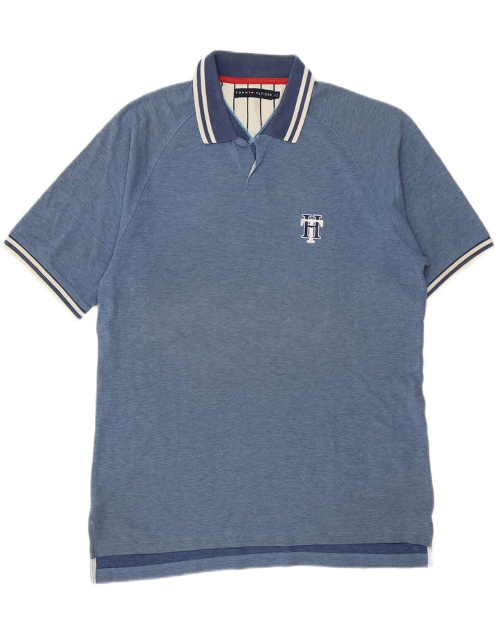 Męska koszulka polo TOMMY HILFIGER, duża, niebieska, bawełniana
