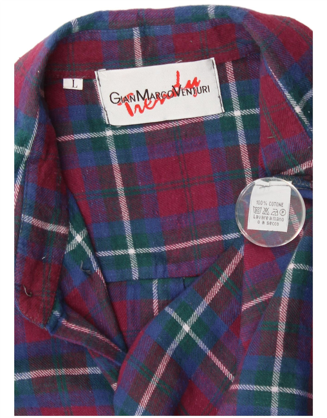 Męska koszula flanelowa Gian Marco Venturi, duża, bawełniana w bordową kratę