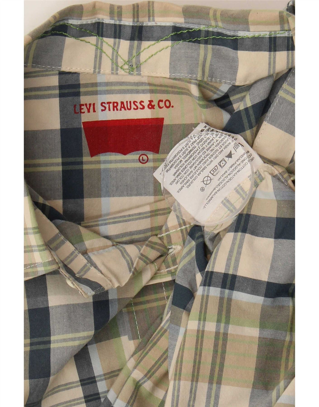 Męska koszula z krótkim rękawem Levi's, duża, zielona, bawełniana w kratę