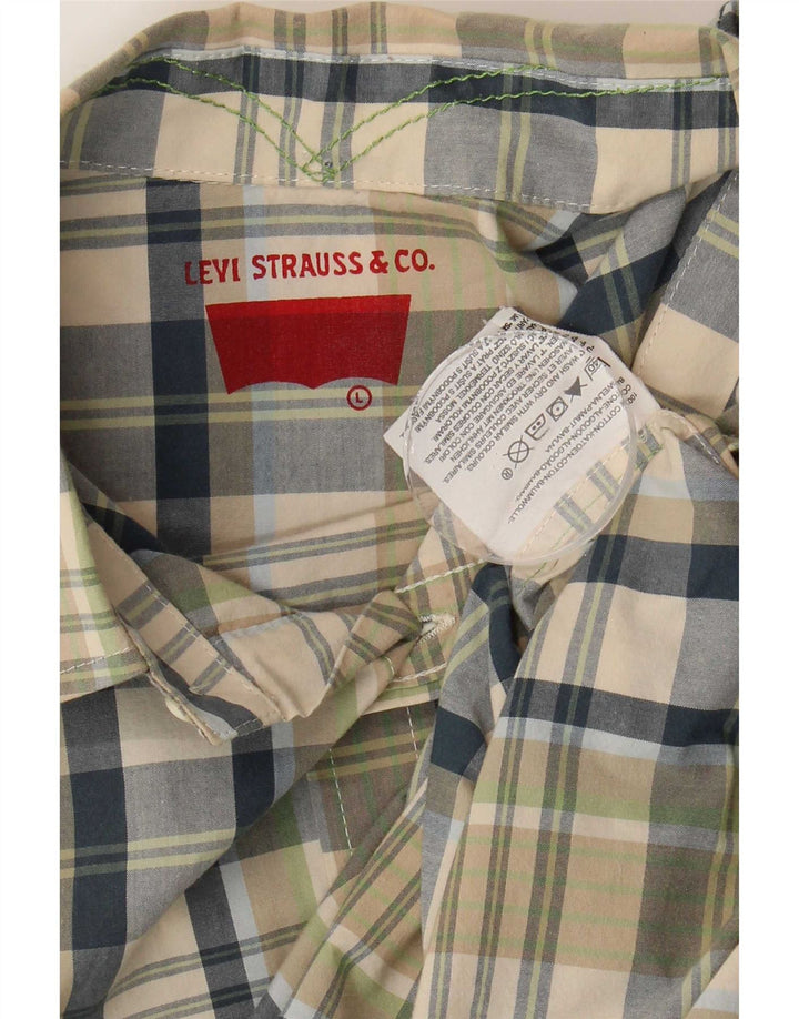 Męska koszula z krótkim rękawem Levi's, duża, zielona, bawełniana w kratę