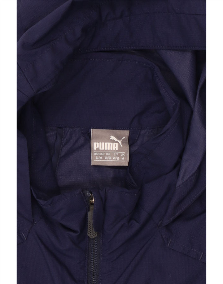 Męska kurtka przeciwdeszczowa Puma z kapturem UK 38 Średni granatowy nylon