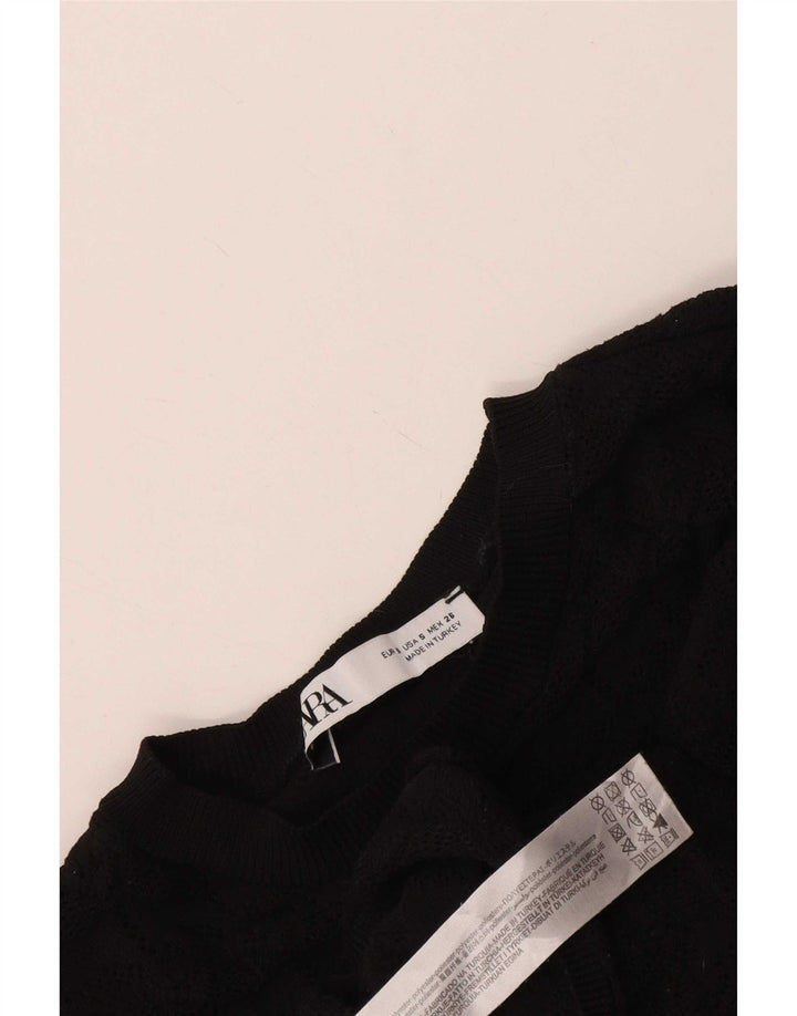 Damski sweter Zara z dekoltem w łódkę, UK 8, mały, czarny poliester