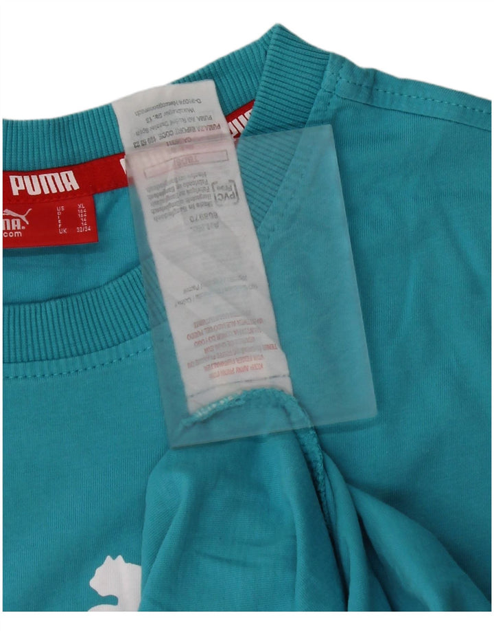 Chłopięcy T-shirt z grafiką PUMA, 13-14 lat, niebieska bawełna