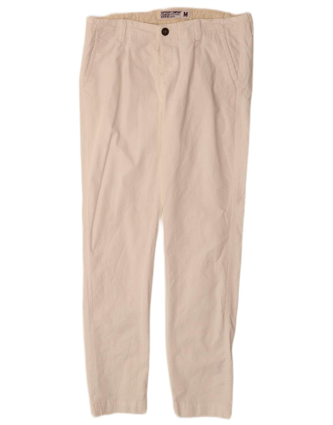 SUPERDRY Damskie wąskie spodnie chino, średnie W30 L30, biała bawełna