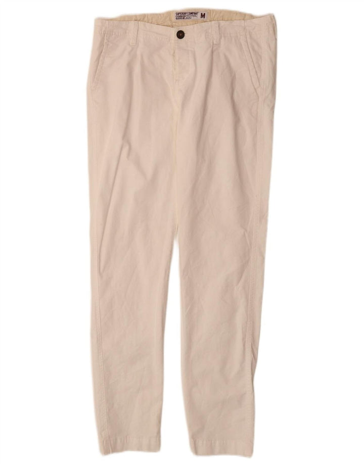 SUPERDRY Damskie wąskie spodnie chino, średnie W30 L30, biała bawełna