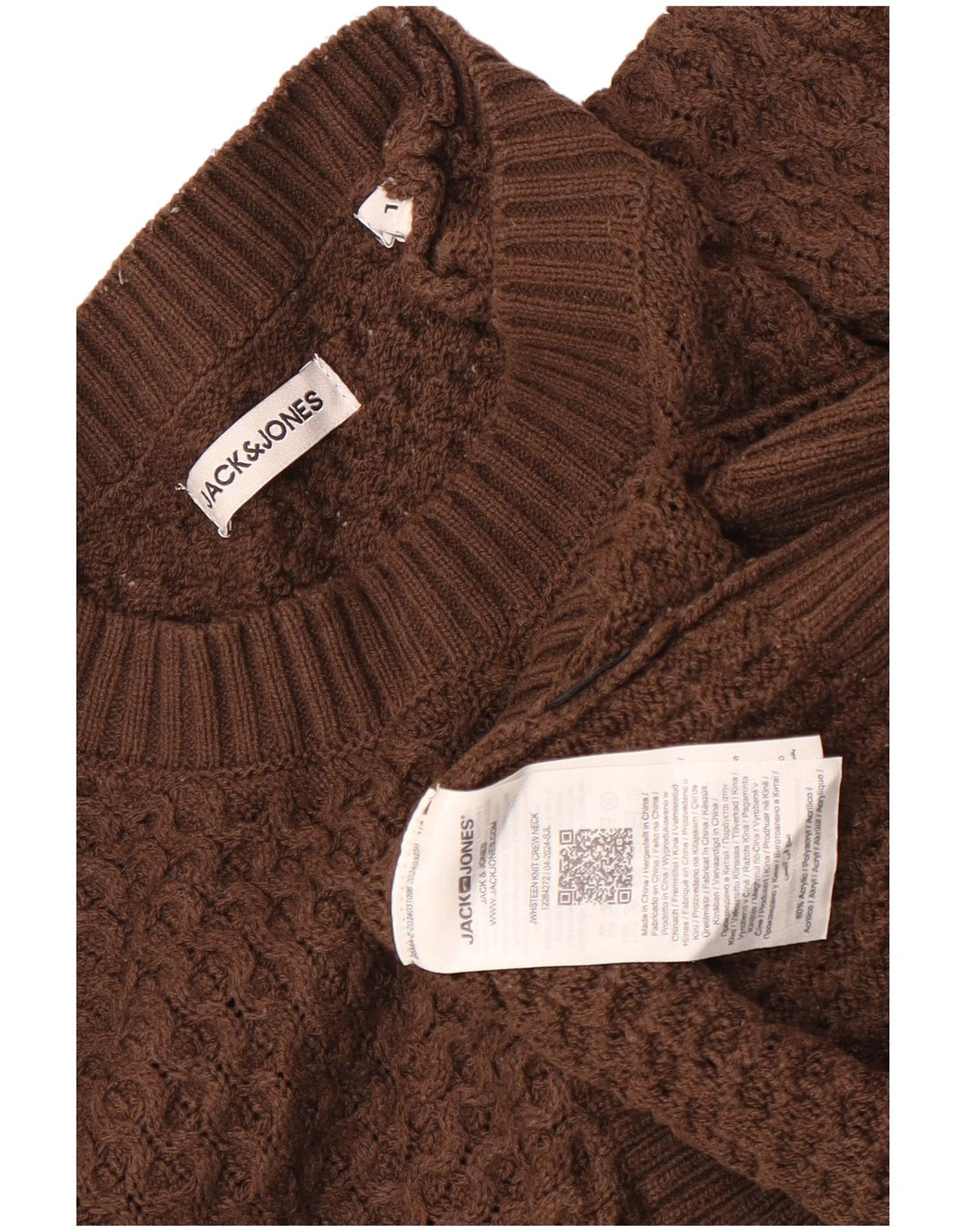 Męski sweter Jack & Jones z okrągłym dekoltem, duży, brązowy akryl