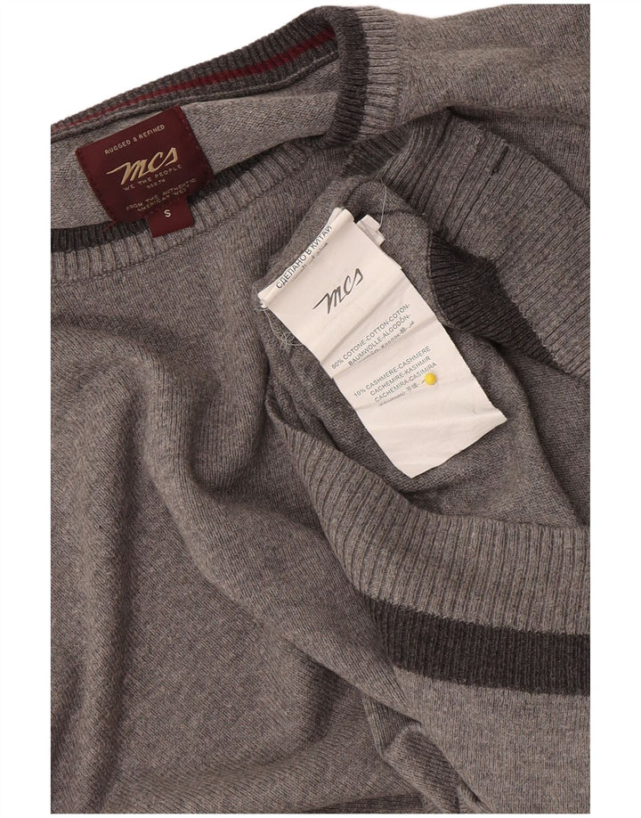 Marlboro Classics Męski sweter z okrągłym dekoltem, mały, szary, nakrapiany bawełniany