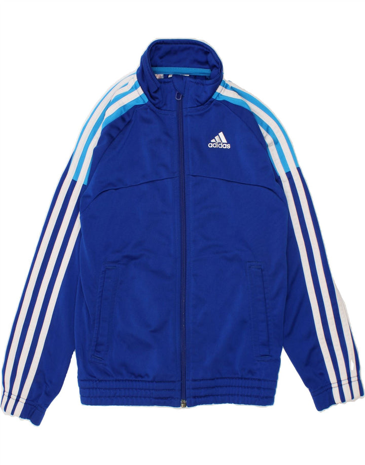ADIDAS Boys Tracksuit Top Jacket 7-8 Years Blue Colourblock Polyester Vintage Adidas and Second-Hand Adidas from Messina Hembry 