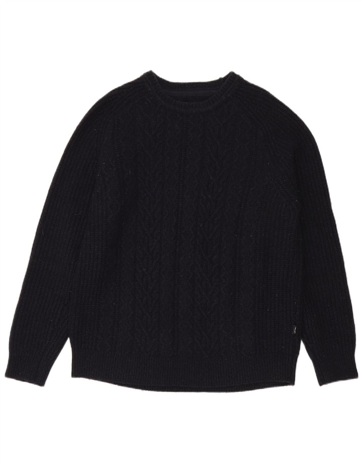 Męski sweter z okrągłym dekoltem Fat Face, duży, granatowy, wełniany