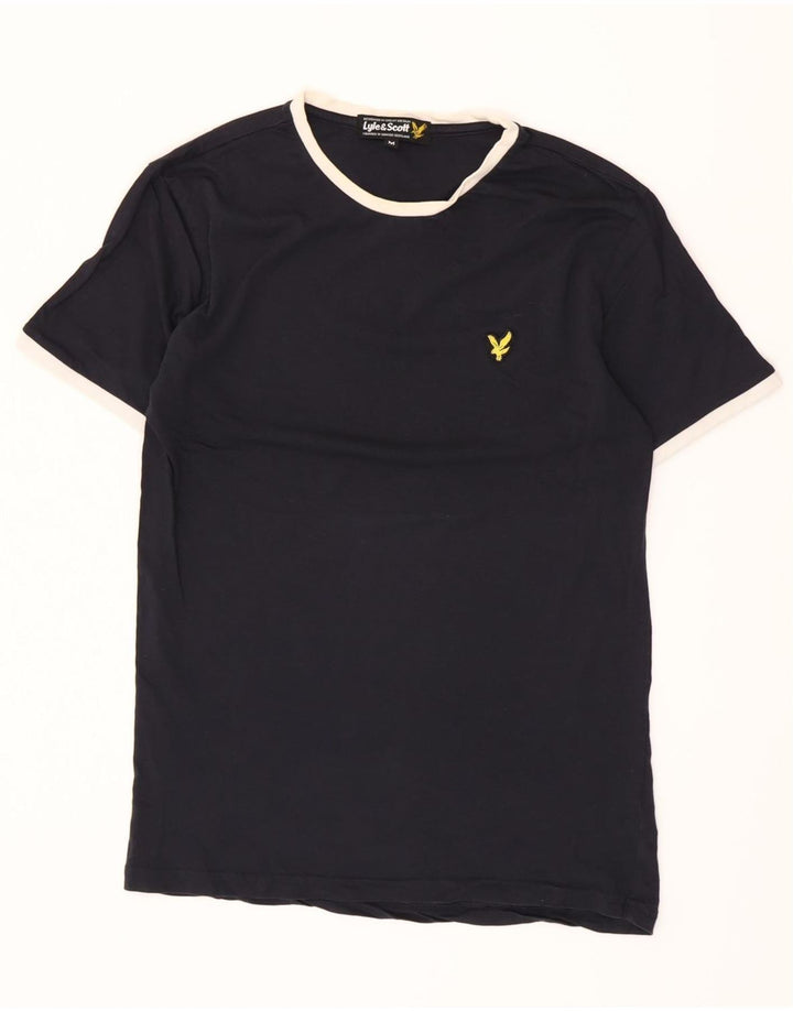 LYLE & SCOTT Mens T-Shirt Top Medium Navy Blue Cotton
