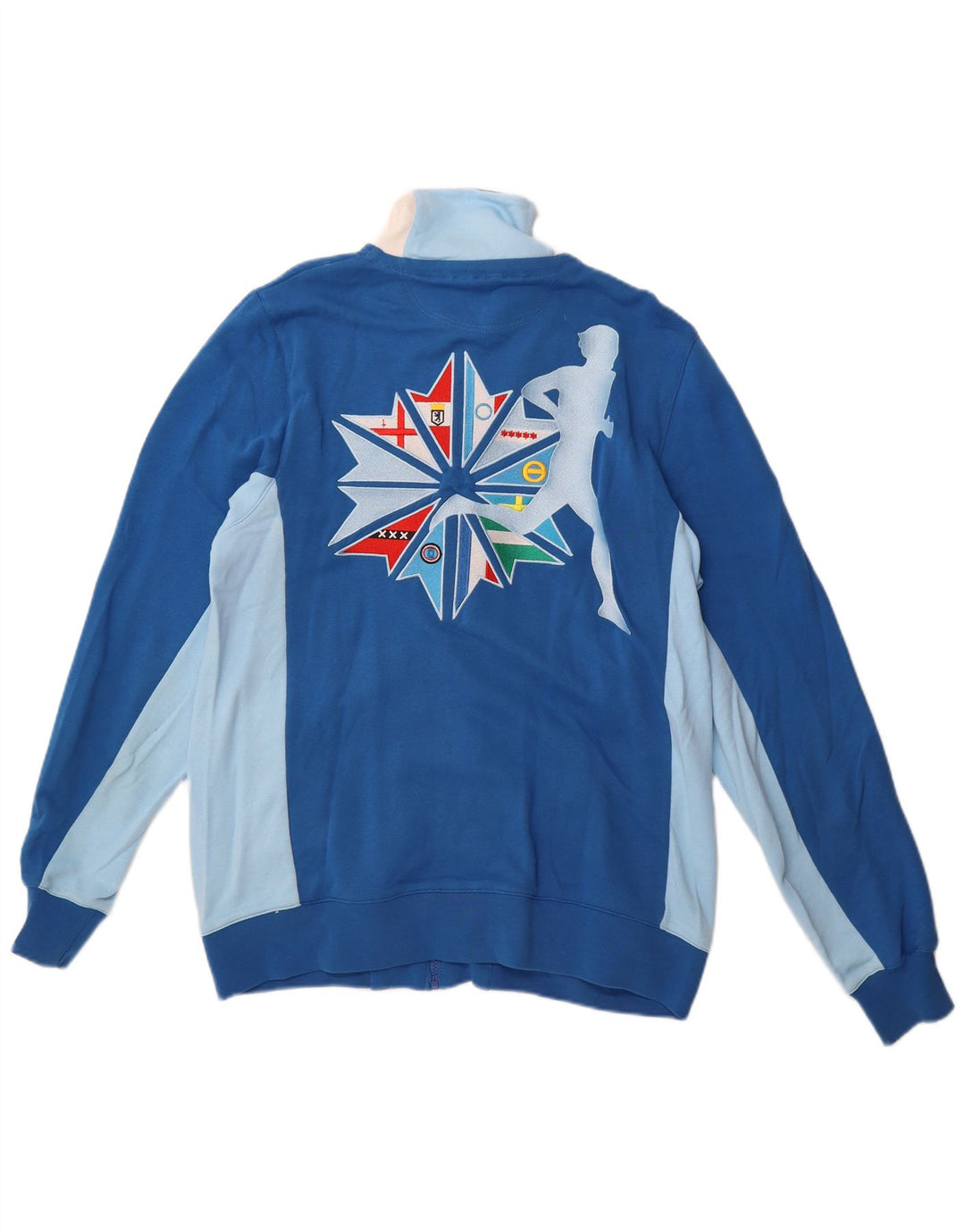 Męska kurtka dresowa Reebok z grafiką, duża, niebieska, bawełniana w bloki kolorów