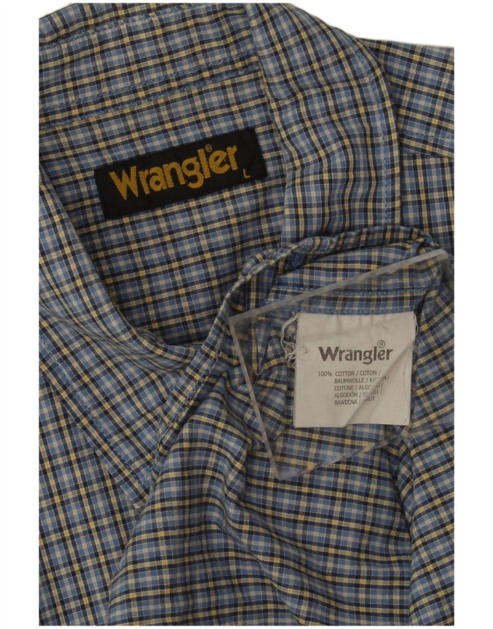 Męska koszula z krótkim rękawem Wrangler, duża, niebieska, bawełniana krata