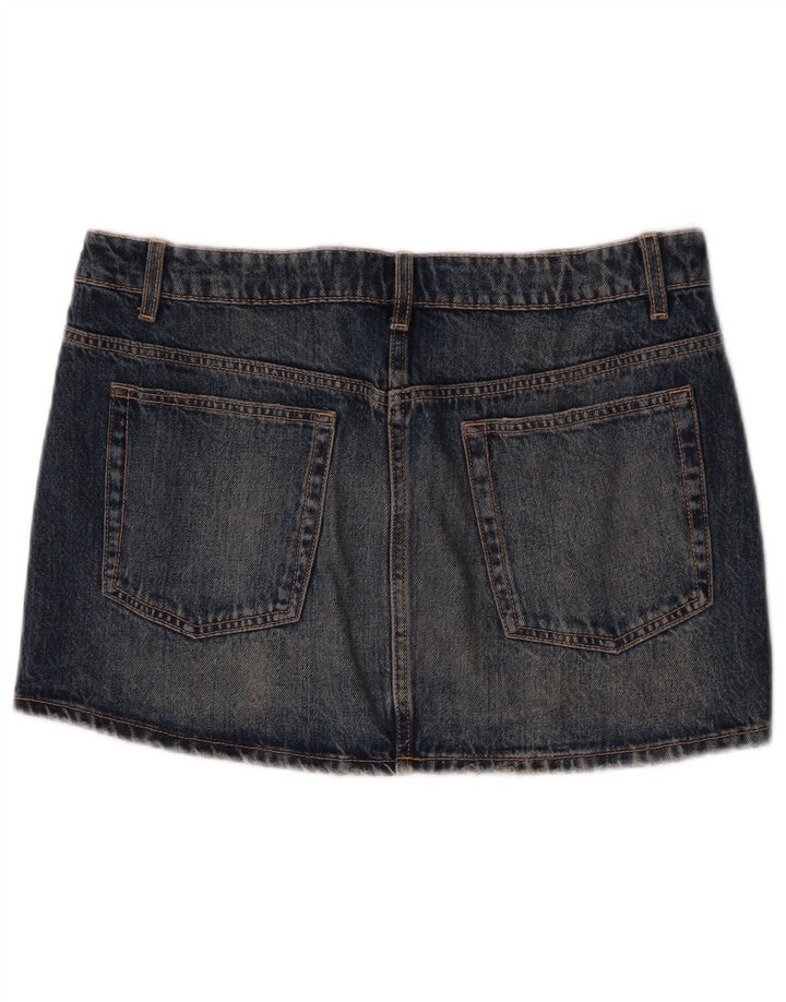 Spódnica mini jeansowa Zara damska, duża, W30, granatowa, bawełniana