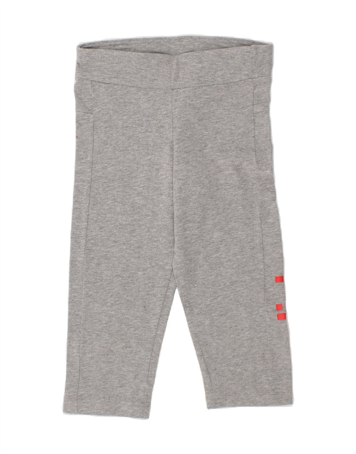 ADIDAS Girls Graphic Leggings 4-5 Years Grey Vintage Adidas and Second-Hand Adidas from Messina Hembry 